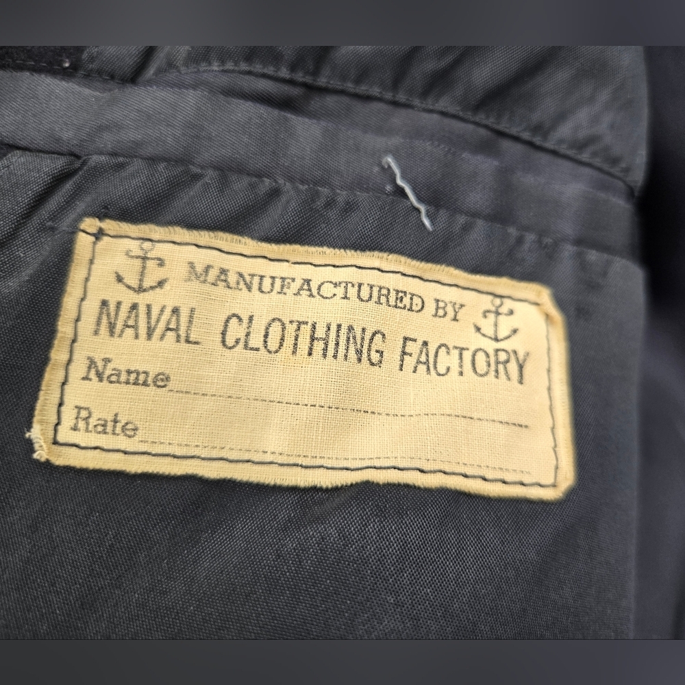 Vintage 40s WW2 US Naval Clothing Factory 10 Button Navy Wool PeaCoat Military - Picture 3 of 16